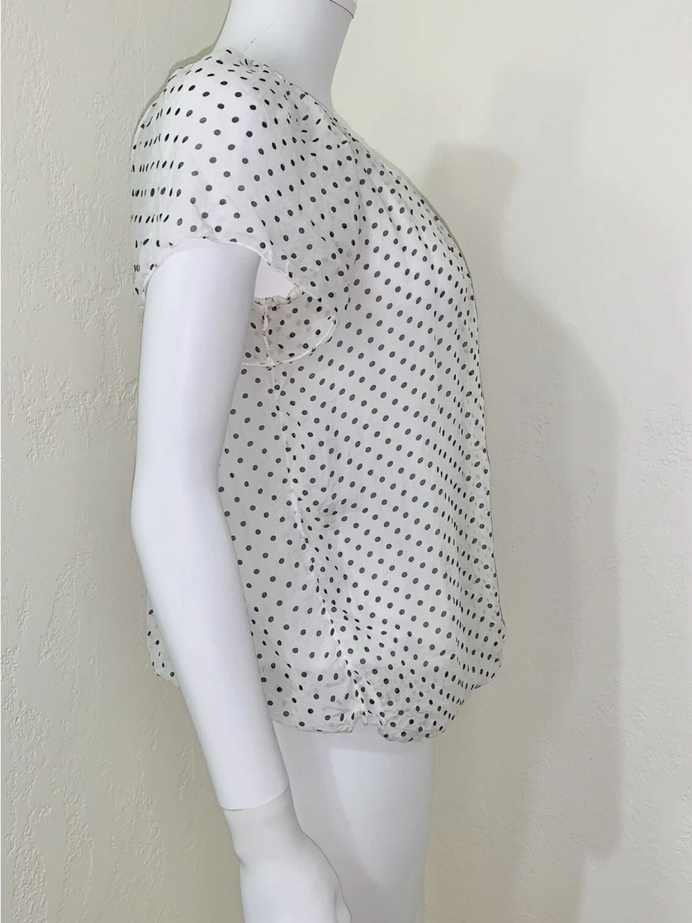 Luisa Ricci White Silk Polka Dot Short Sleeve Blouse S - Picture 5 of 11